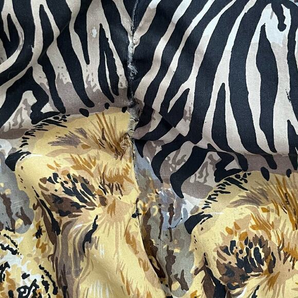Vintage 80s Atlantic Beach 100% Silk Safari Animal Lightweight Bomber Jacket, XL - Picture 15 of 15